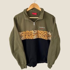 Supreme | Shirts | Supreme Medium Sweatshirt Leopard Panel Half